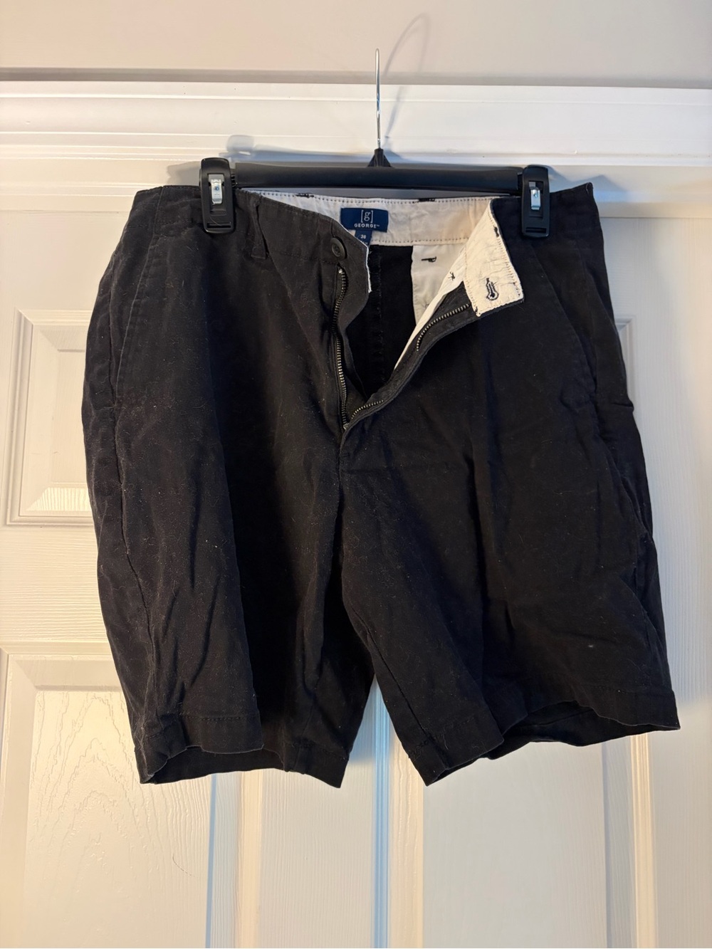 George Men's Black Flat-Front Casual Shorts